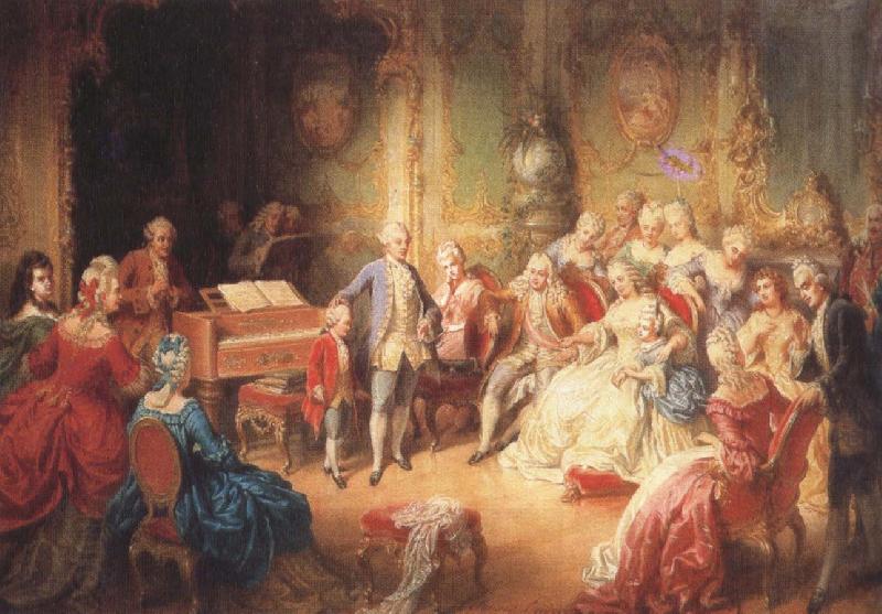 antonin dvorak the young mozart being presented by joseph ii to his wife, the empress maria theresa China oil painting art